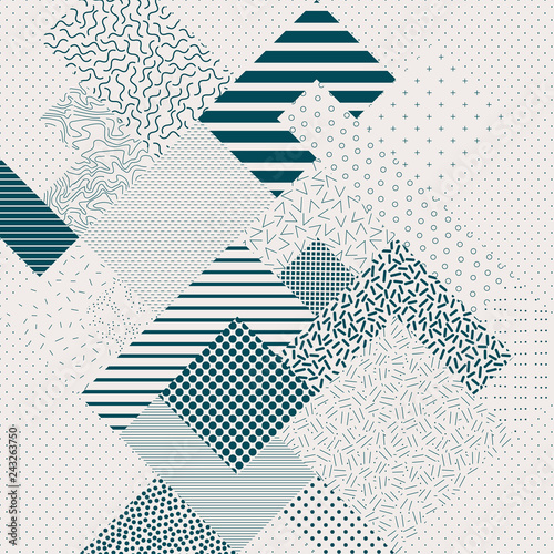 Abstract modern geometric composition with various patterns 