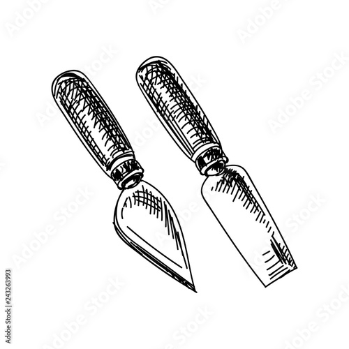 Beautiful vector hand drawn Cheese cutters Illustration.