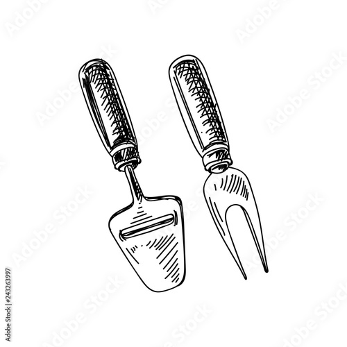 Beautiful vector hand drawn Cheese cutters Illustration.