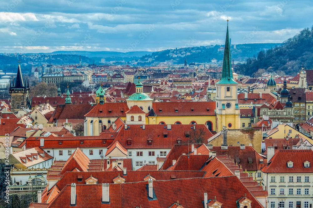 Panoramic view on the left bank of Prague (Praha), Czech Republic