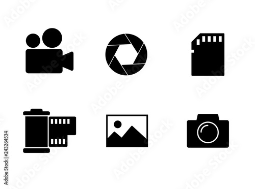 Photography icon set isolated on white background. Vector art.