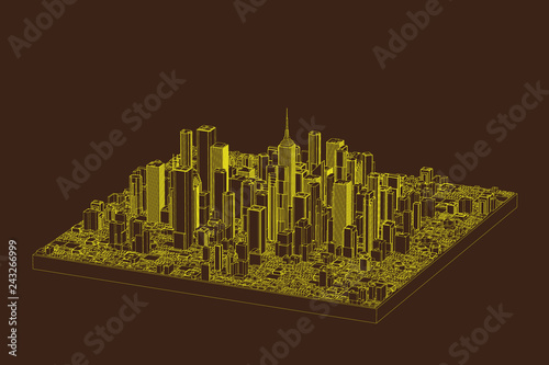3D model of city. Vector ou...
