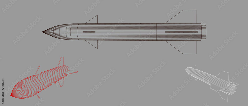 Military missile. Vector outline illustration. Stock Vector | Adobe Stock