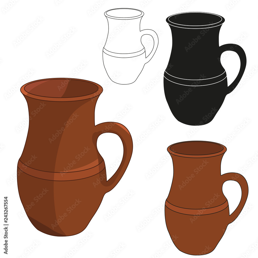 isolated clay pot, sketch