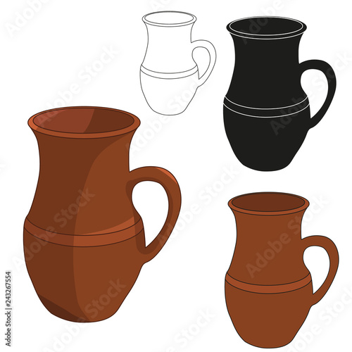 isolated clay pot, sketch