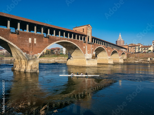 The famous covered bridge of Pavia © Nikokvfrmoto