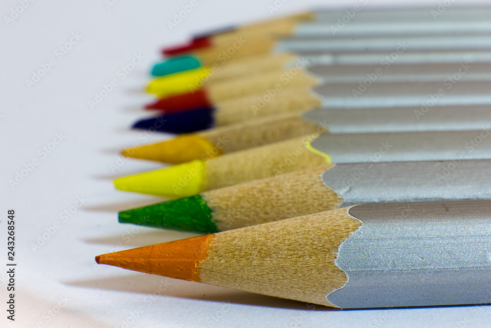 Fototapeta premium color pencils isolated on white background