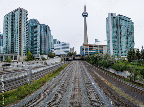 Train tracks in the center of Toronto