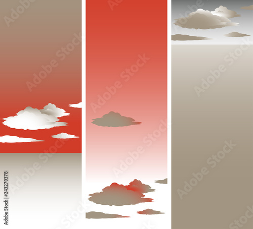 sky ocean clouds bookmarks set in red silver shades