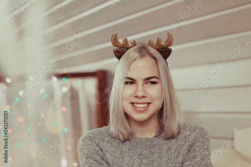 Portrait of a beautiful girl with candle in her hands photo