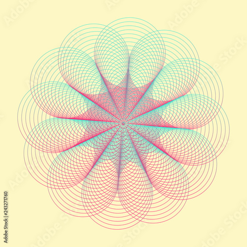 wired cones rotation flower in pink blue shades on ivory