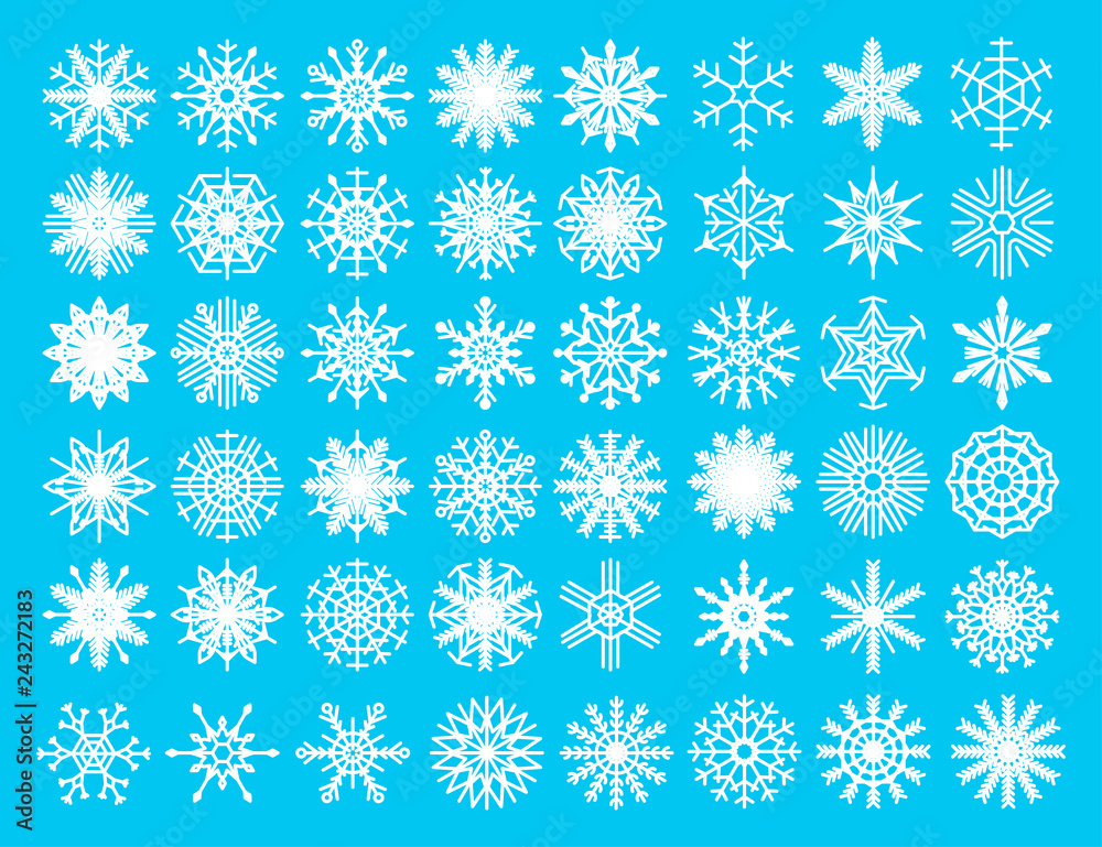 Set with snowflakes on a white background, winter design Set with snowflakes on a white background, winter design