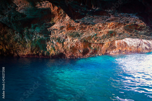 Fototapeta Naklejka Na Ścianę i Meble -  inside Blue Cave on Lustica Peninsula , Montenegro