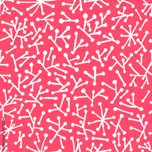 Memphis pattern Minimal geometric seamless background Hand drawn elements Doodle Art Vector Illustration Colored Living Coral