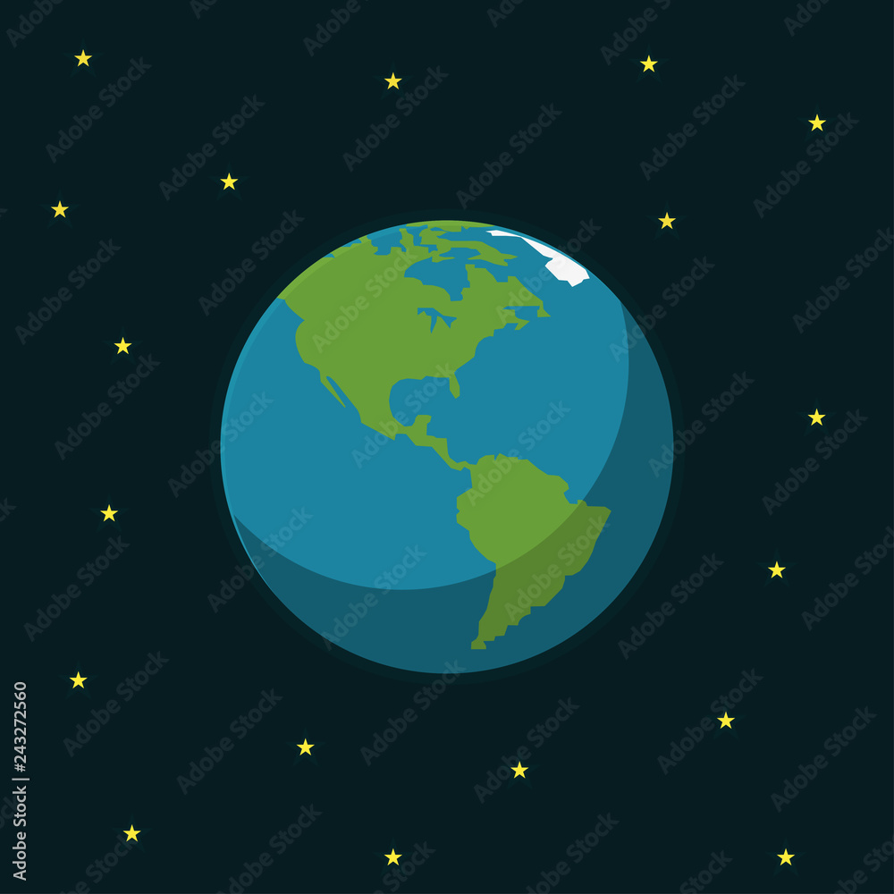 Naklejka premium Earth space vector illustration in flat style