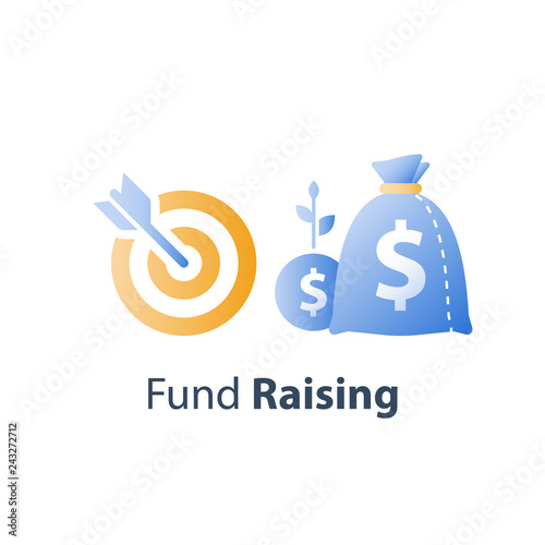 Fund raising campaign, hedge fund concept, investment idea, financial strategy, business revenue increase target
