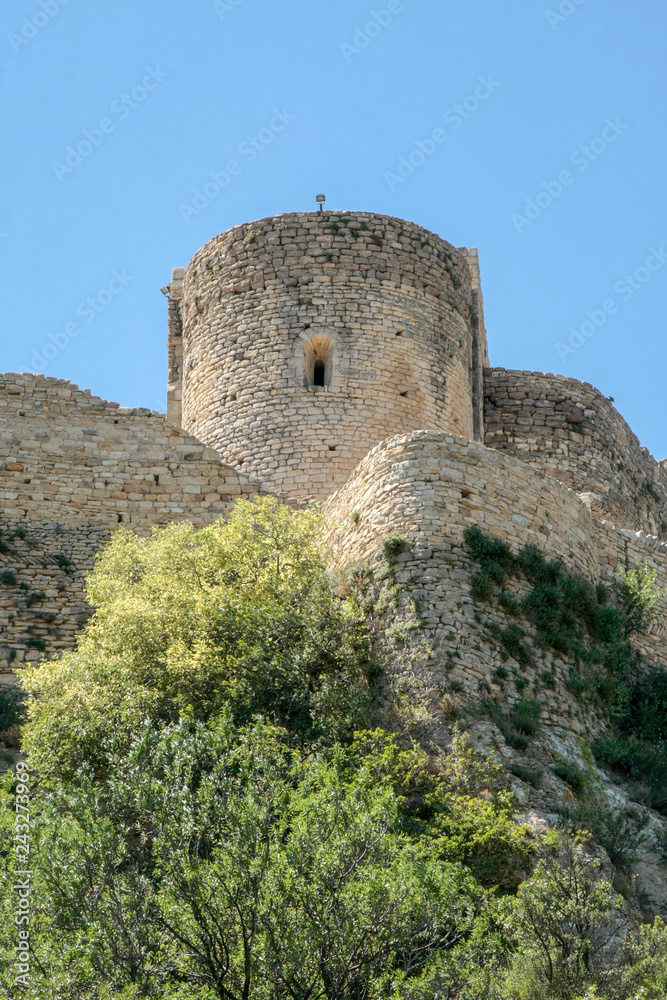Mornas France 10-15-2018.  Stone fortification of the Mornas citadel in the south of France