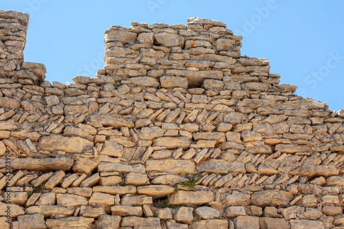 Mornas France 10-15-2018. Stone wall in the Mornas citadel in the south of France