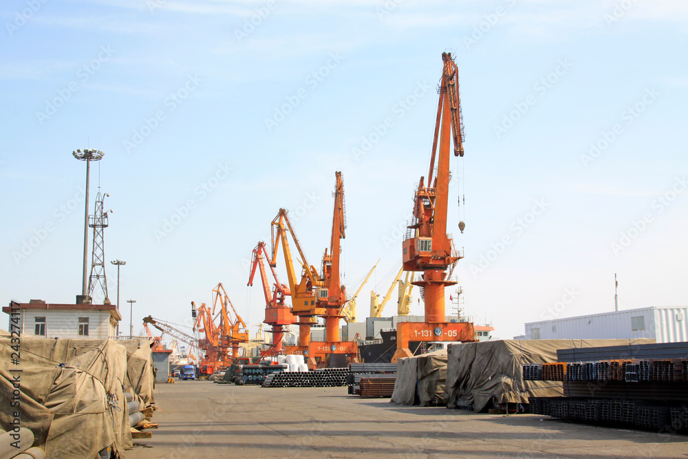 Crane in tianjin port freight terminal, tianjin port, tianjin, China Crane in tianjin port freight terminal, tianjin port, tianjin, China