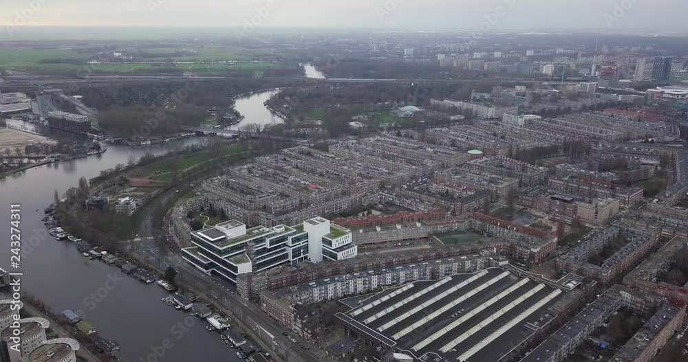 Aerial: The district of Amstel Station in Amsterdam Aerial: The district of Amstel Station in Amsterdam