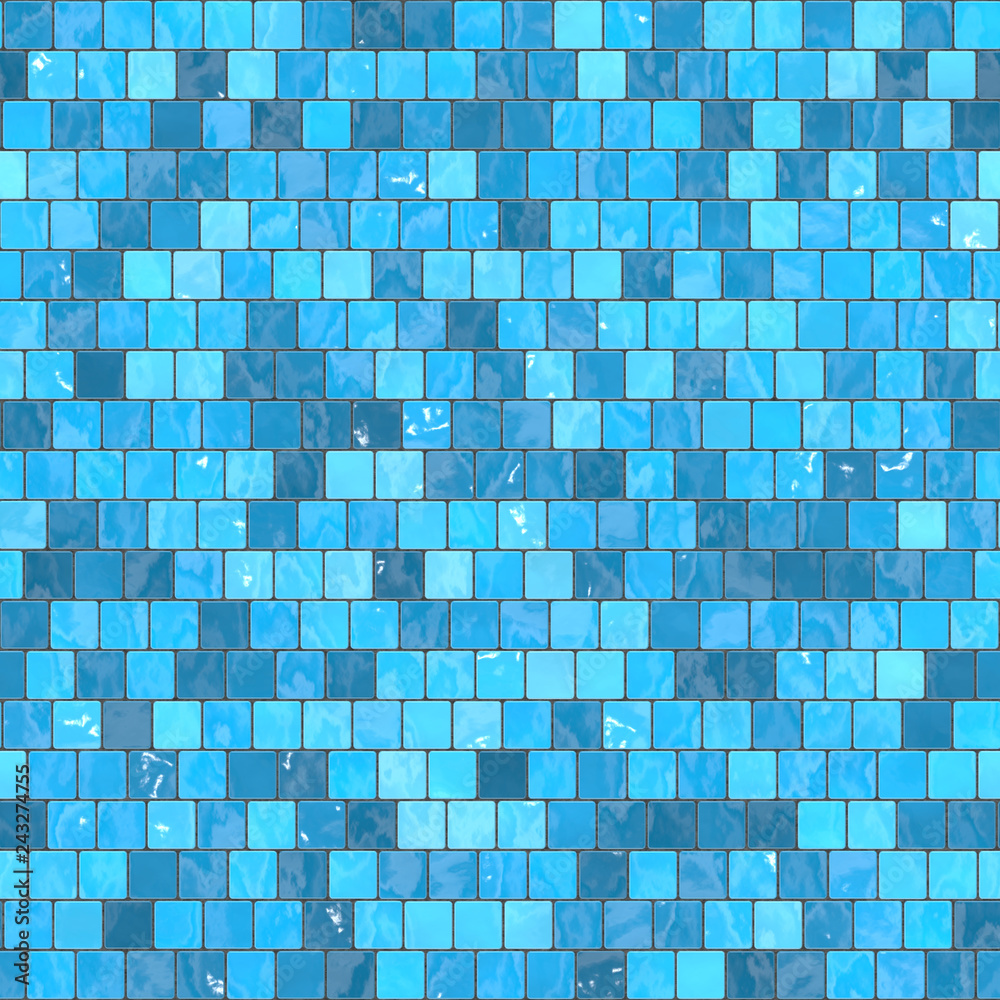 Fototapeta premium ceramic blue mosaic background seamless texture in swimming pool or kitchen