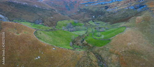 Rural landscape in San Roque de Riomiera, Valles Pasiegos, Cantabria, Spain, Europe photo