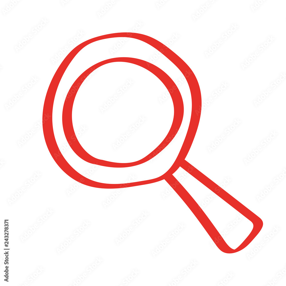 Handgezeichnete Lupe in rot Handgezeichnete Lupe in rot