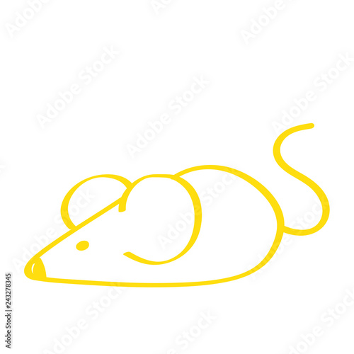 Handgezeichnete Maus in gelb