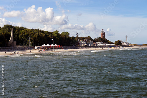 Strand und Leuchtturm von Kolberg Polen photo