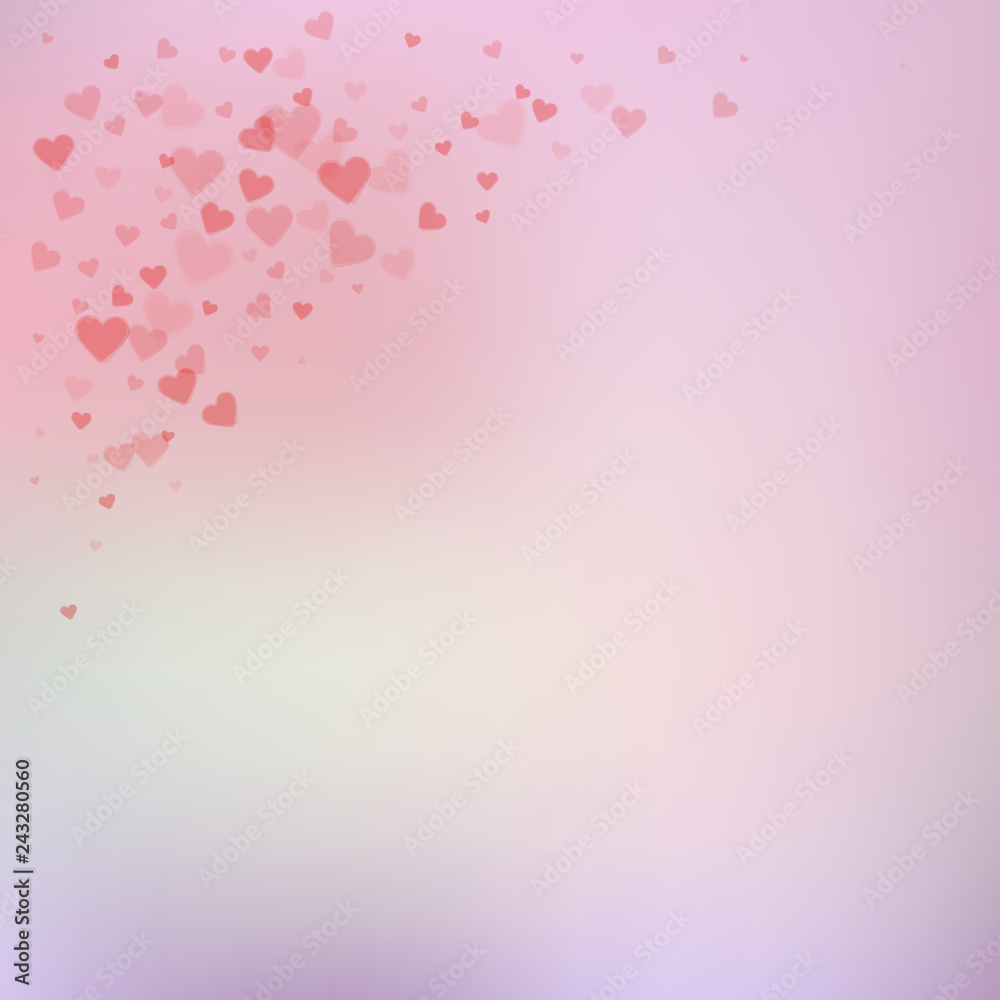 Red heart love confettis. Valentine's day corner c Red heart love confettis. Valentine's day corner c