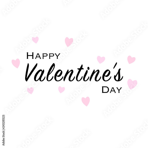 Happy Valentines Day greeting card with black font and pink heart © Bell
