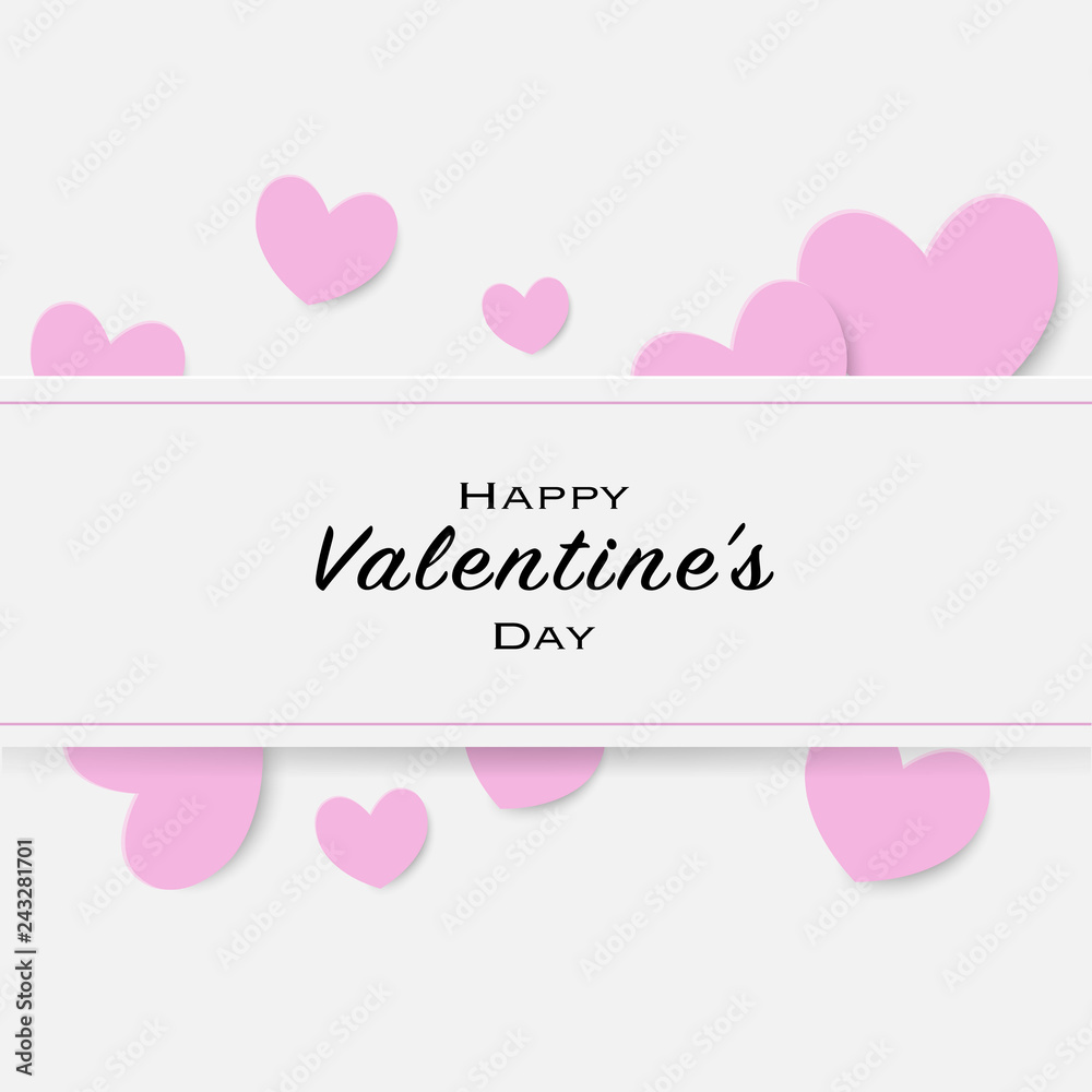 Happy Valentines Day greeting card with black font and pink heart