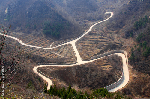 Winding mountain roads scenery photo