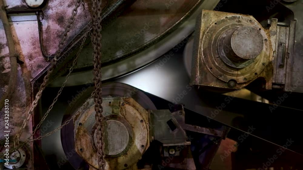 Paper Machine Is Working. Close-up. Paper Machine Is Working. Close-up.