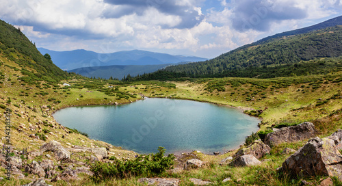 Vorozheska lake in Carpathian mountains.