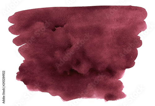 Burgundy wine beautiful abstract watercolor art hand paint on white background, paper textures for logo.