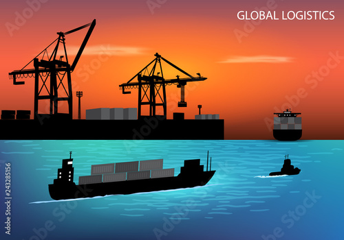Logistics and transportation, freight transport with ships