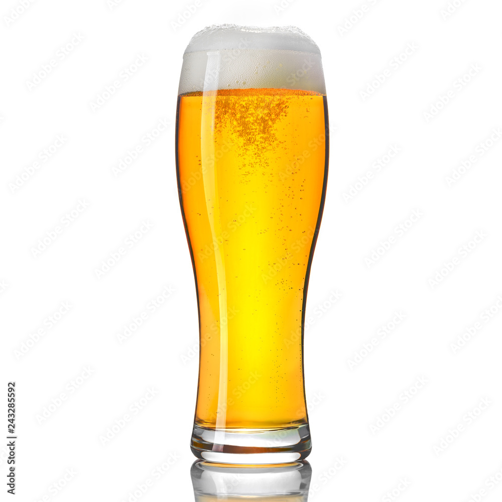 Glass of classic lager beer isolated on white background. Glass of classic lager beer isolated on white background.