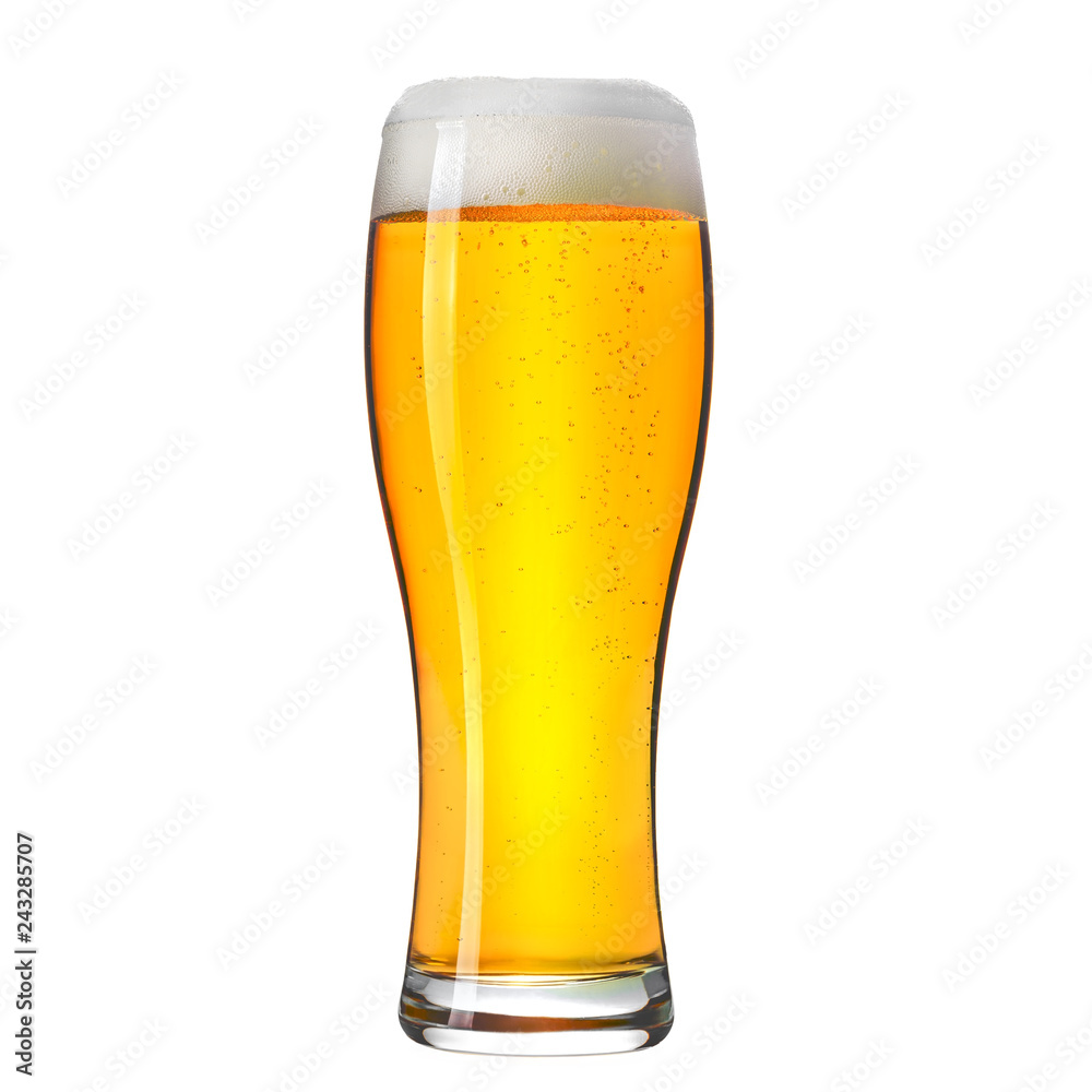 Pint of craft lager beer isolated on white background. Pint of craft lager beer isolated on white background.