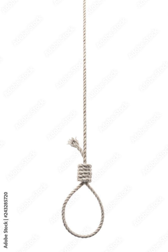 Rope loop for hanging, isolated on white background Rope loop for hanging, isolated on white background