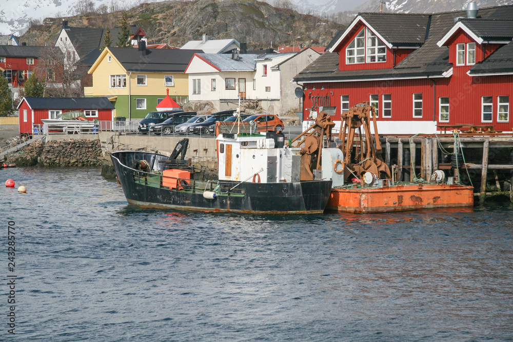Small boat in Svolvær harbor, Nordland county