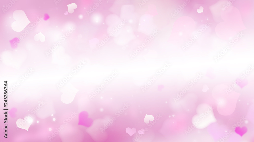 Bright background blur with hearts