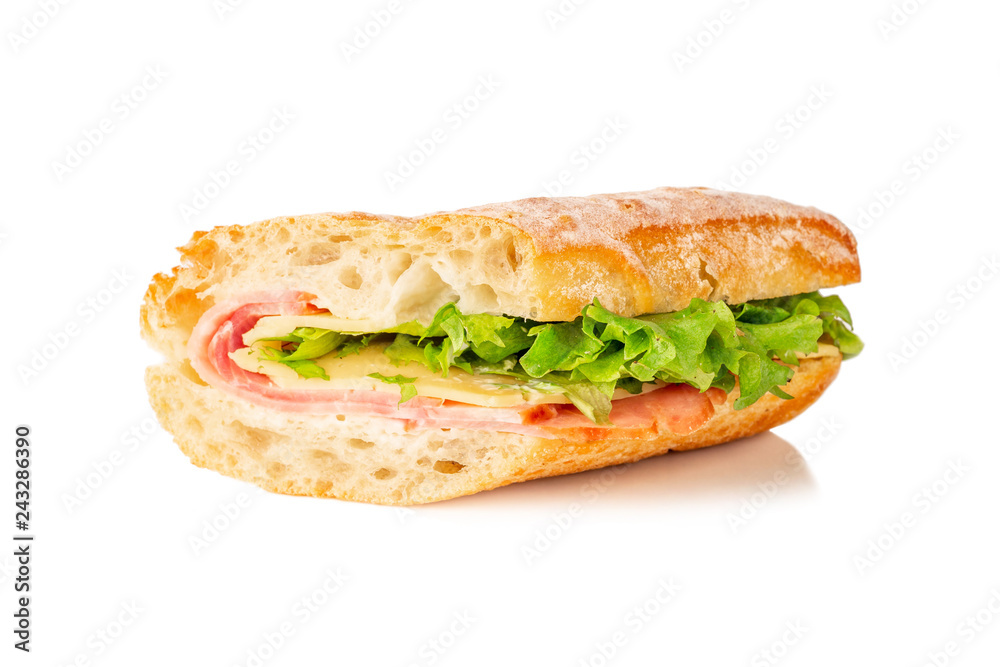 cheese and ham sandwich on white background cheese and ham sandwich on white background