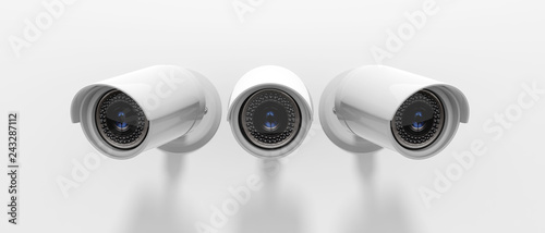 Tableau sur toile Security Cameras CCTV isolated on white background