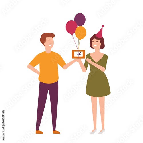 Pair of joyful friends celebrating birthday