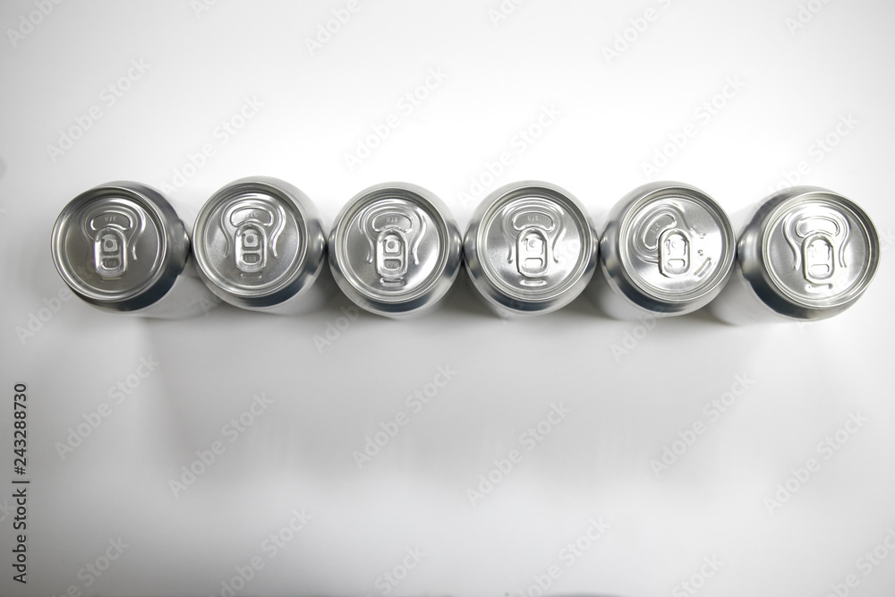 Cans of sweet drinks (or beer) soda cans Cans of sweet drinks (or beer) soda cans