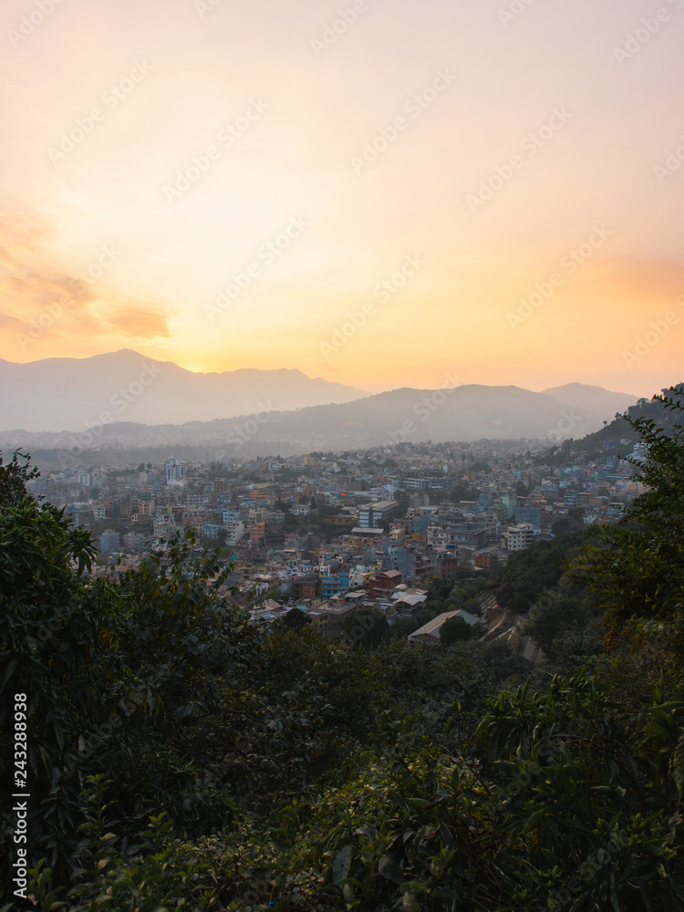 Sunset view at Kathmandu valley from Swayambhunath.