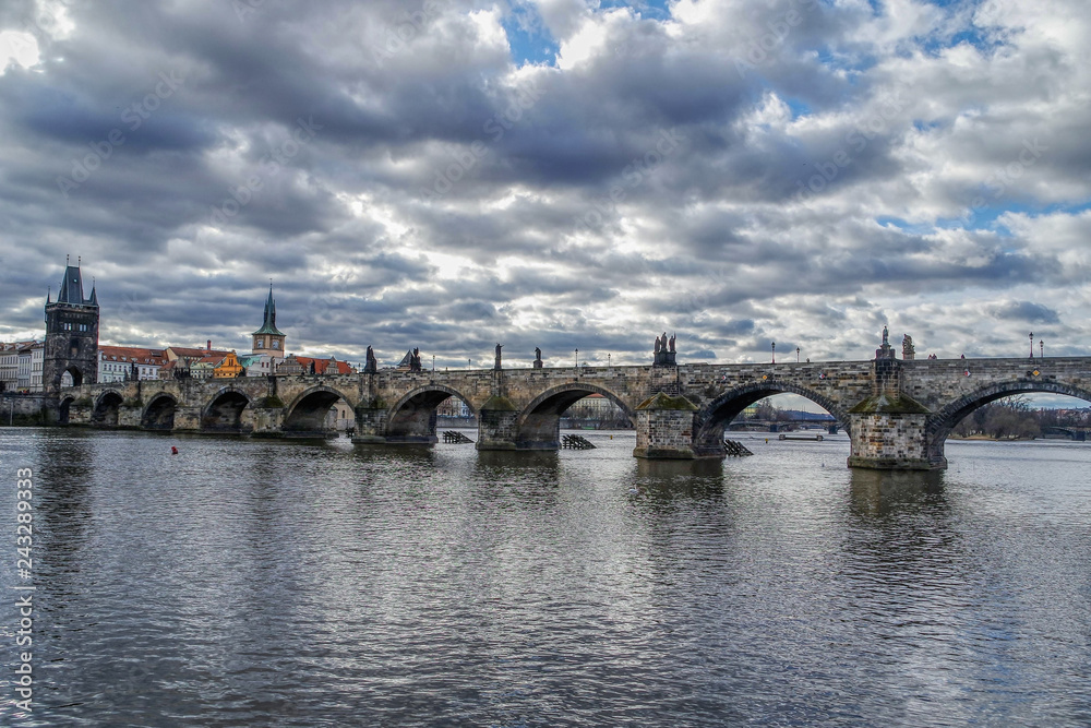 View of Charles Bridge (Karluv Most) in Prague (Praha), Czech Republic