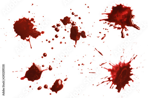 Blood dripping set, isolated on white background photo