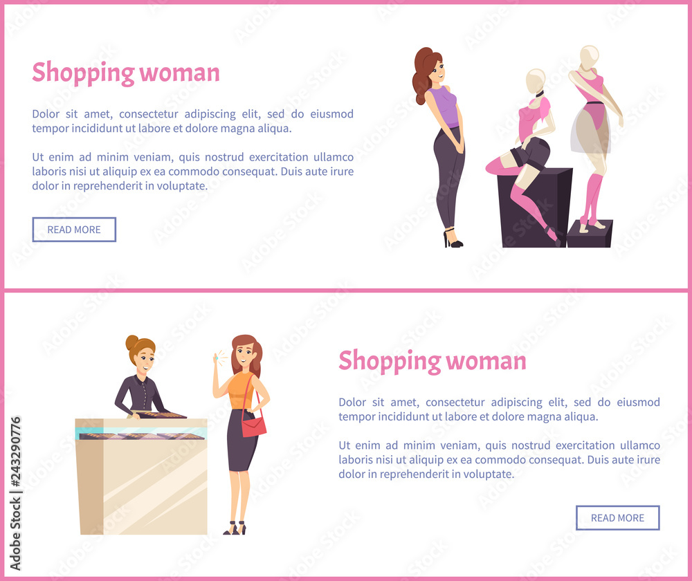 Shopping Woman Web Posters, Female Fashion Brands
